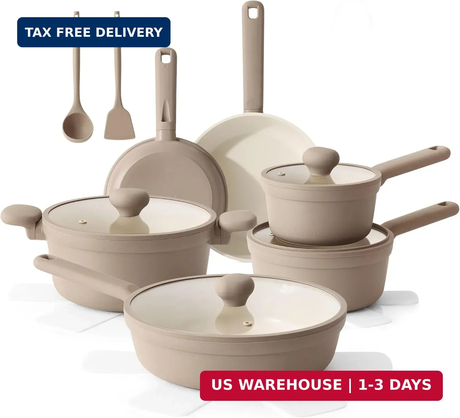 SENSARTE Ceramic Nonstick Pots and Pans Set 17pcs, Healthy Induction Cookware Se