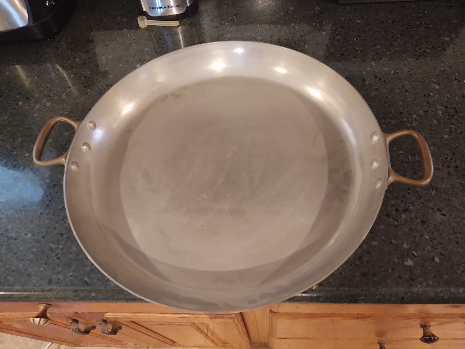 Vtg HUGE 16″ French Hammered Copper Mauviel Au Gratin Paella Williams Sonoma