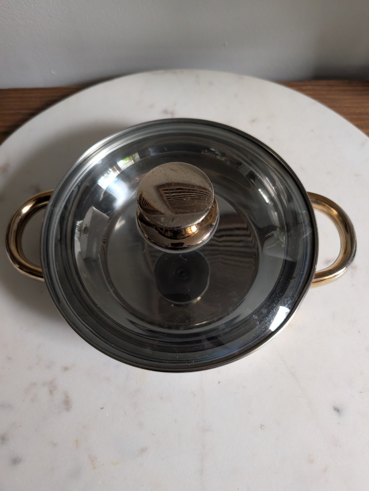 Cuisine Cookware 8″ 18/10 Stainless Steel 3-Ply Covered Pot Glass Lid
