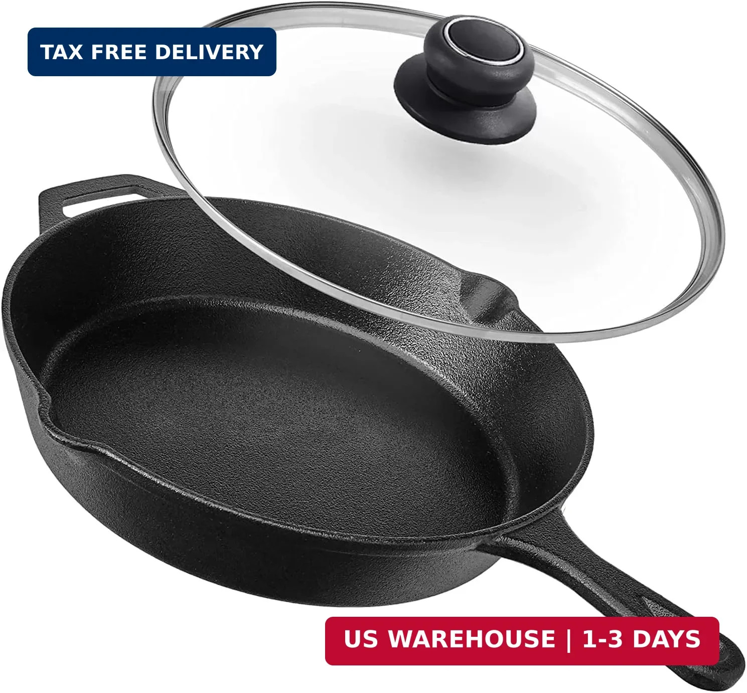 12 Inch Pan Lid – Glass Lids For Lodge 12″ Cast Iron Skillet, Frying Pan, Wok, P