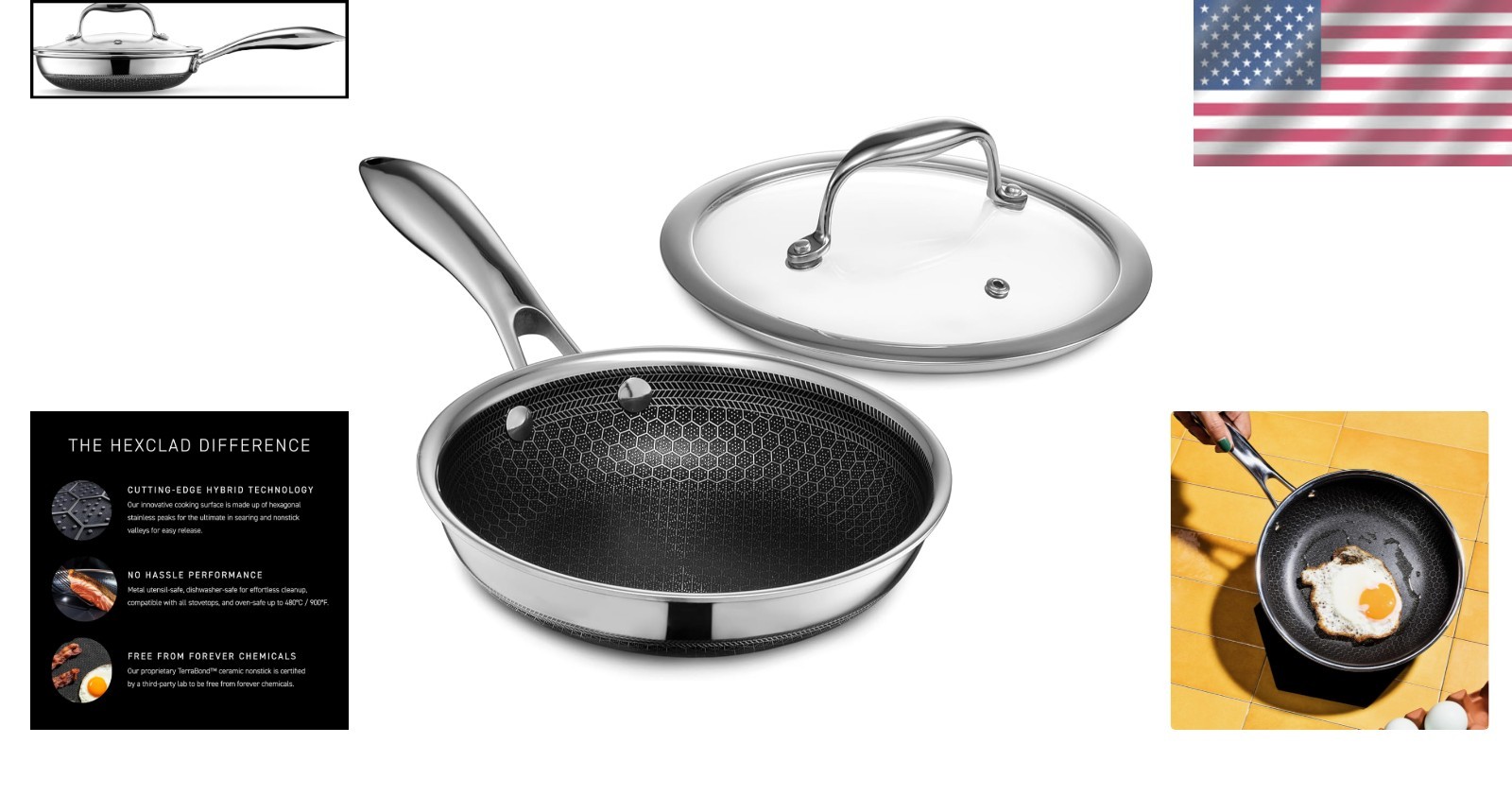 Hybrid Nonstick 7-Inch Fry Pan with Glass Lid, Perfect for Reductions & Sautéing