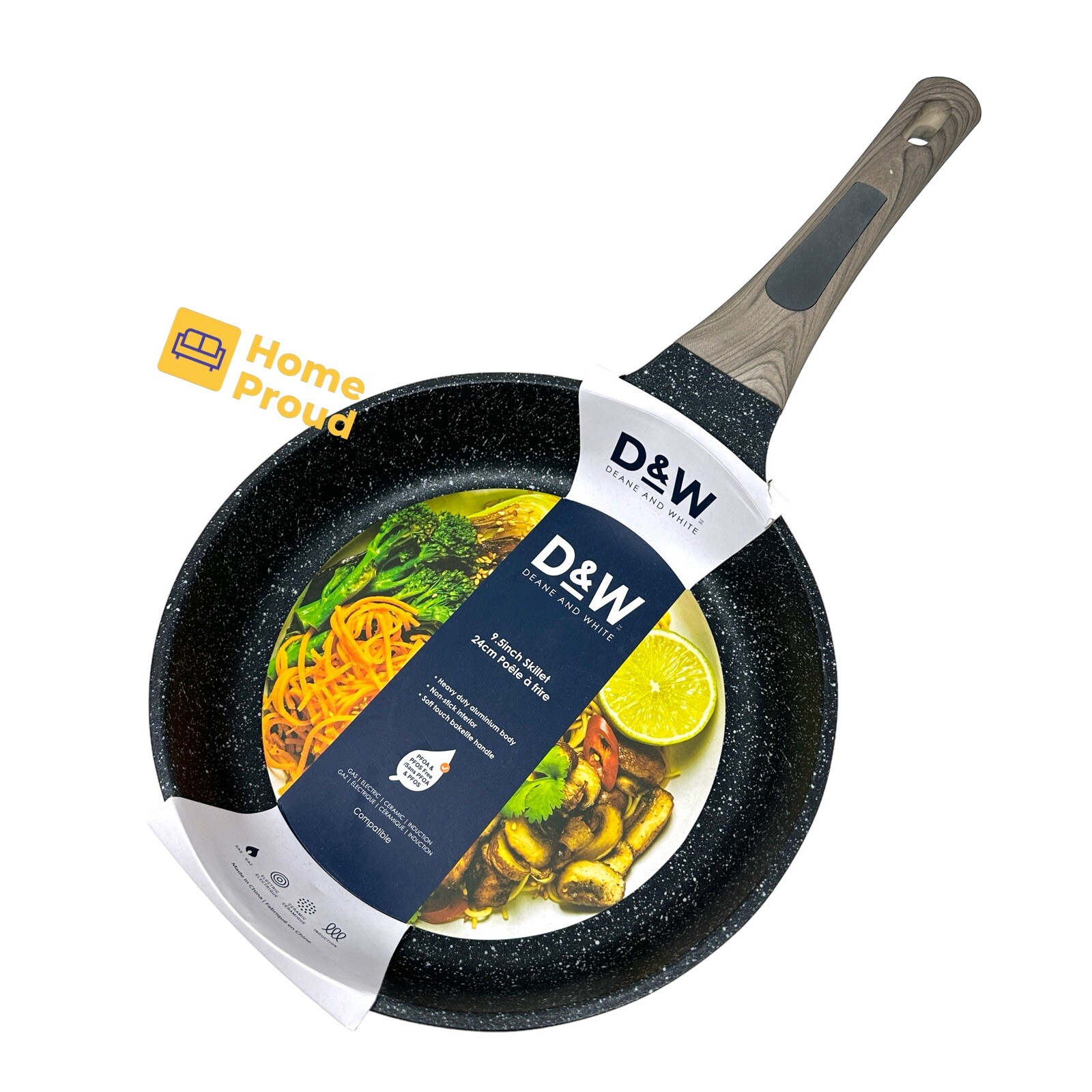 Skillet Frying Pan Nonstick 9.5 Inch Deane & White Heavy Duty Kitchen Cookware