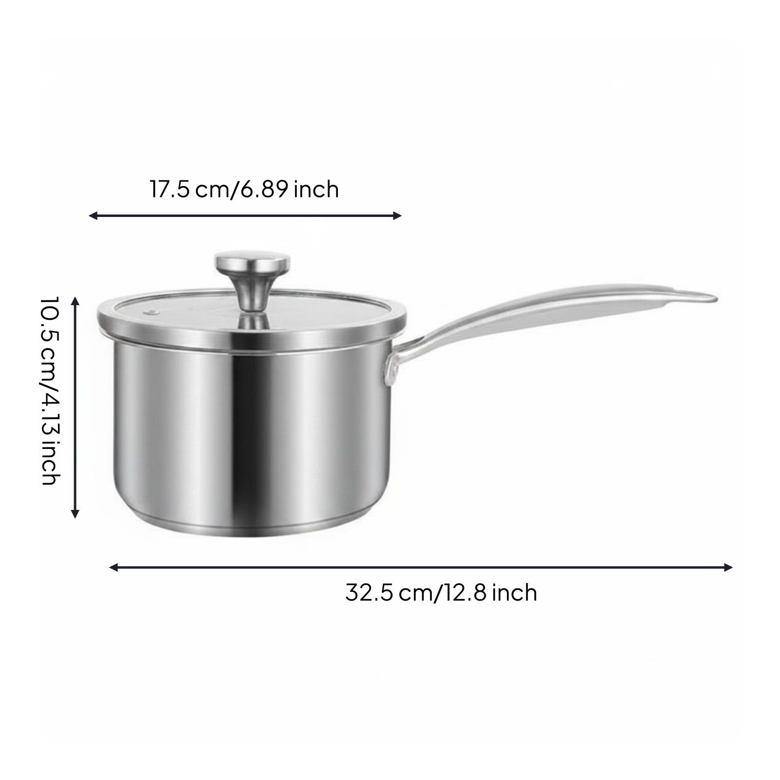 316 Stainless Steel Pot Induction Compatible Lidded Milk Pan Rust Resistant