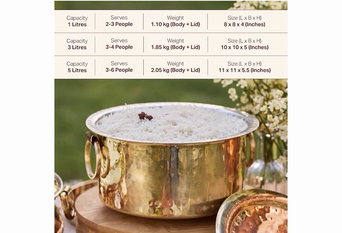 P•TAL Brass Stock Pot with Lid Naturally Nonstick and Toxin Free Pasta Pot 3 Qt