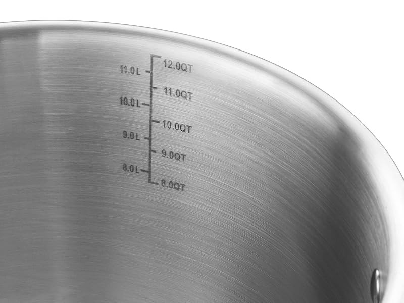 12QT Large Stainless Steel Stock Pot with Lid, Tri-ply Cooking Soup Stockpot