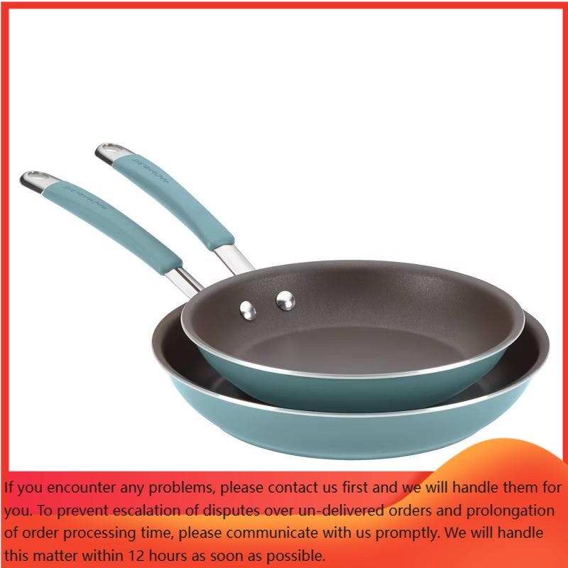 Rachael Ray Cucina Twin Pack Nonstick Frying Pan Set, Blue, 9.25″ & 11″