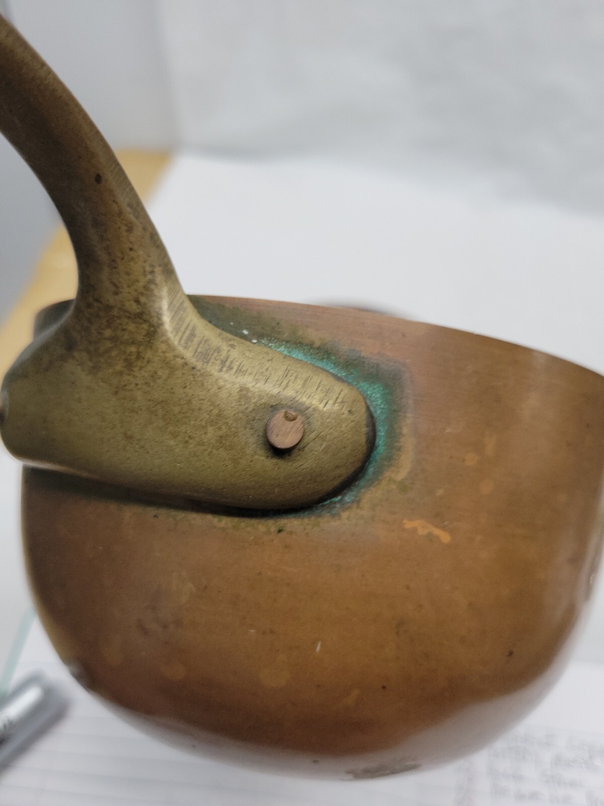 VINTAGE BAZAAR DE LA CUISINE NY/NY 6″ SOLID COPPER POT BRASS HANDLE W/LID #5365