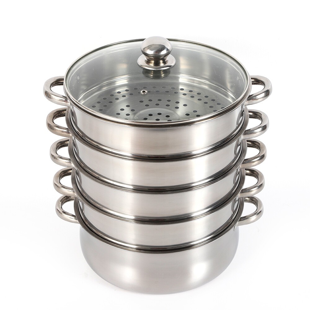 5-Tier Dumpling Steamer Stainless Steel Steamer Pot With Lid Steaming Basket