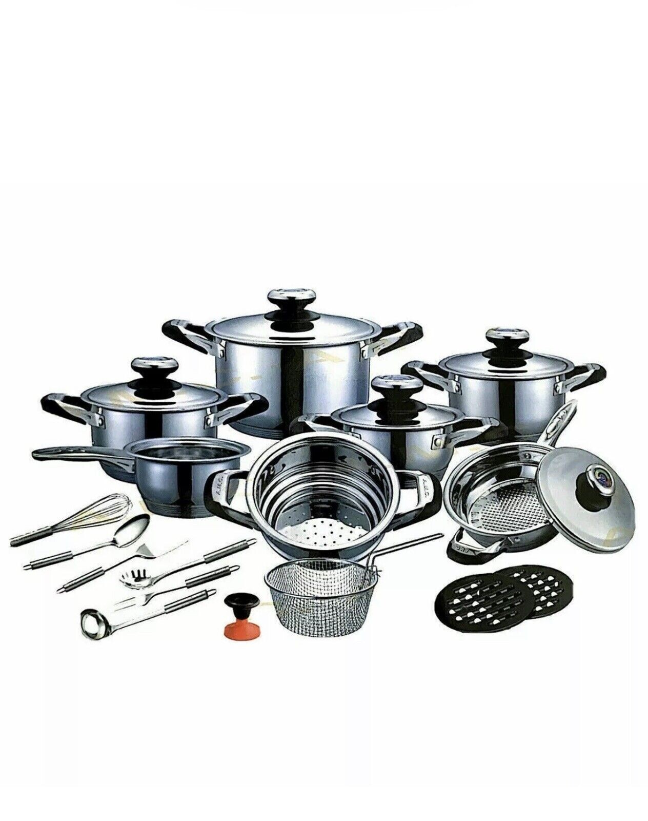 23-Piece Stainless Steel Induction Cookware Pan Set by A.M.C.