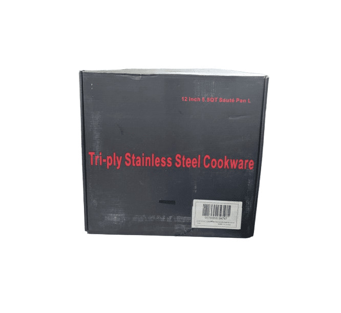 LOLYKITCH 6 QT Nonstick Saute Pan with Lid in Stainless Steel