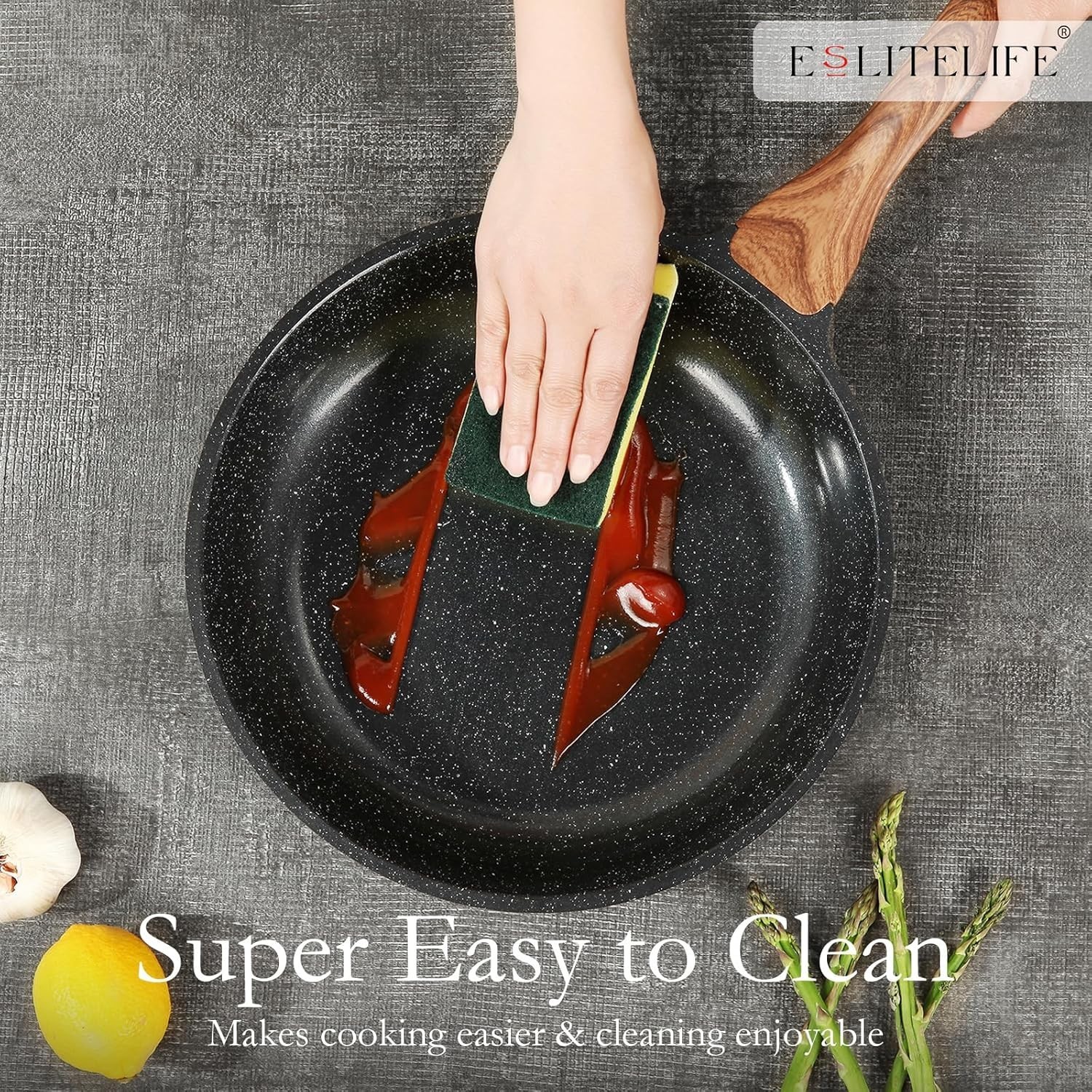Nonstick Ceramic Frying Pans Skillets Set with Lids, Non-Toxic Egg Omelette K…