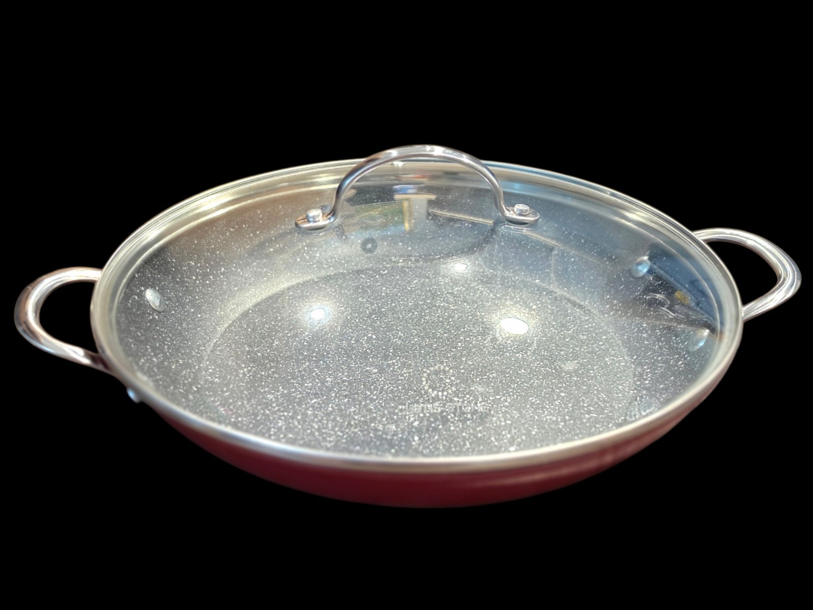 Curtis Stone Dura-Pan Nonstick Cast Aluminum 8″ Sauteuse Pan With Lid Red