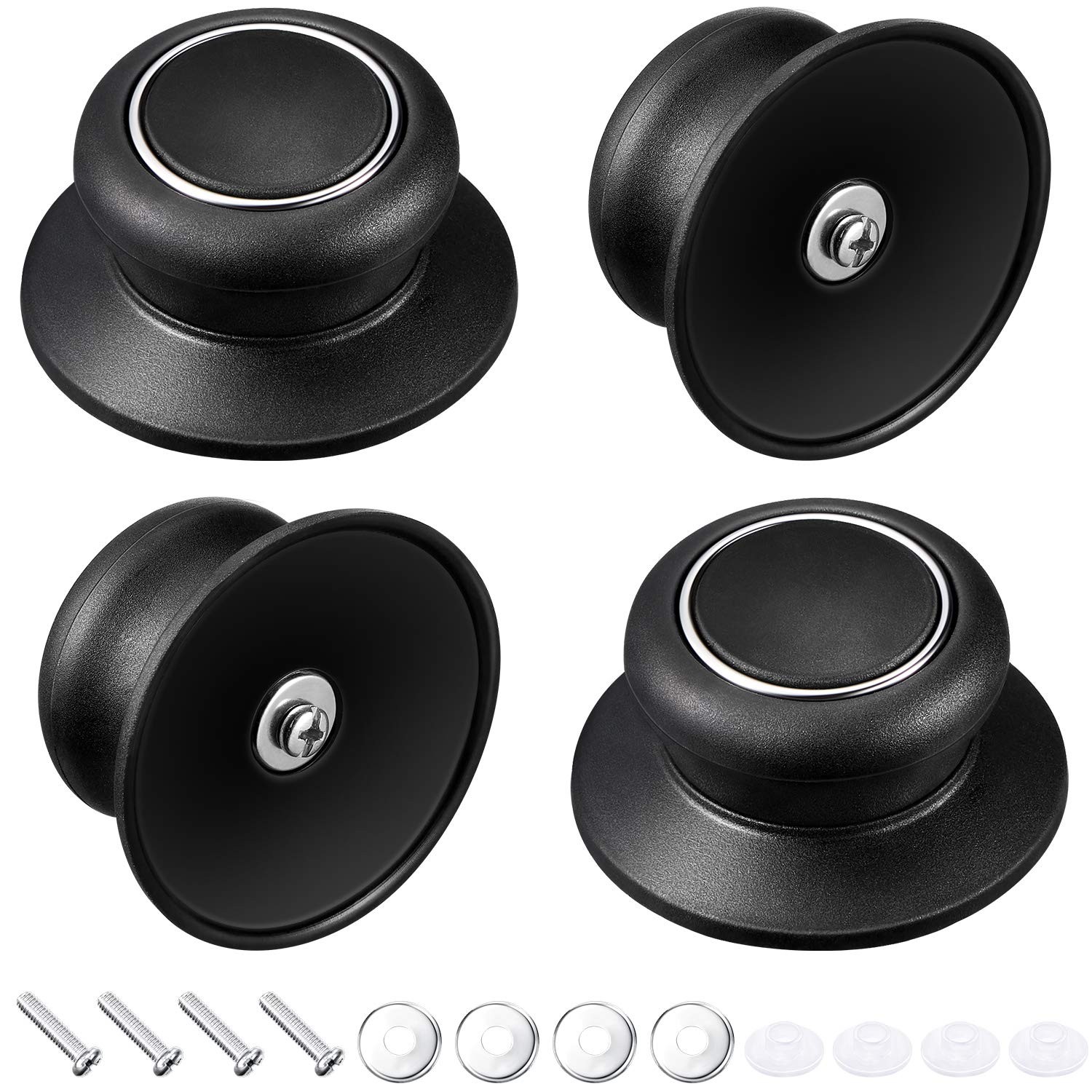 Pot Lid Knob Replacement Universal Cookware Handle Bakelite Stainless Steel 4 Pa