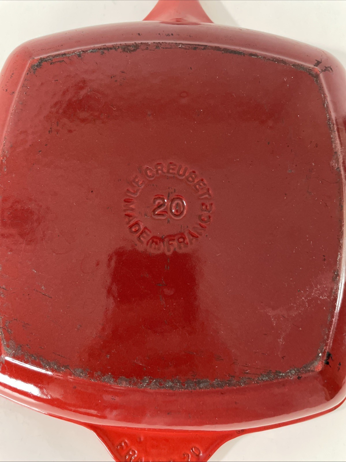 Le Creuset Flame Orange Enameled #20 Cast Iron Square Grill Pan Griddle