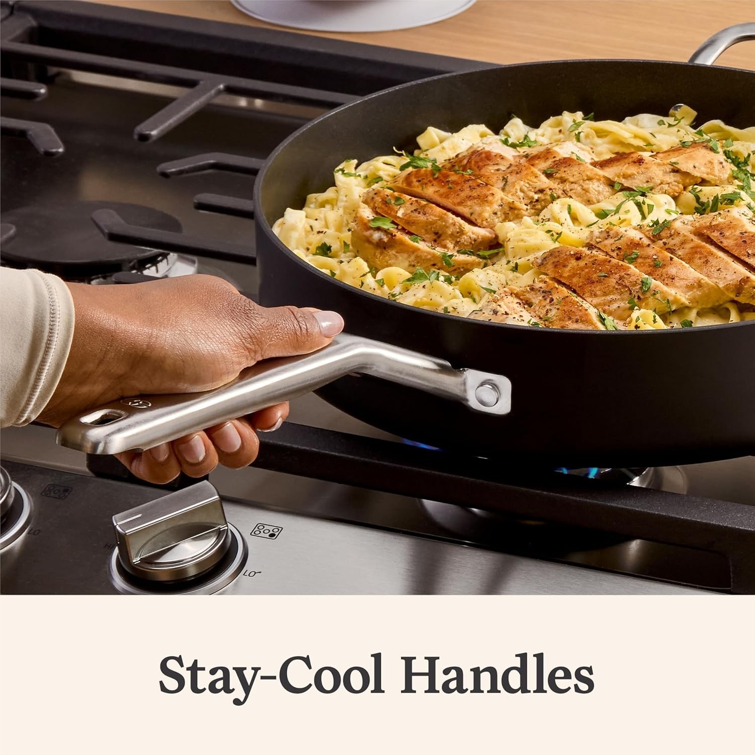 Nonstick Saute Pan with Lid 5 Qt Hard-Anodized Aluminum Dishwasher Safe