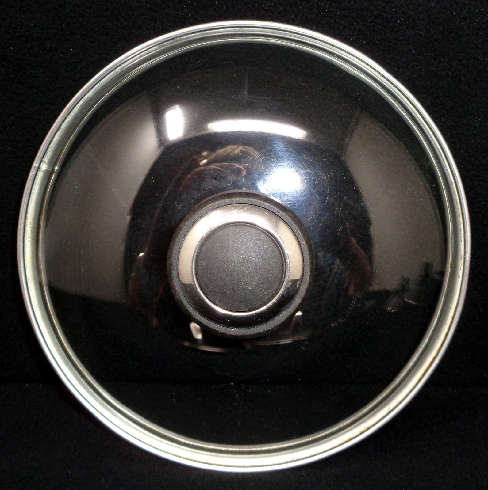 Glass Pot Lid-Plastic Knob-Metal Rim-6-3/4″