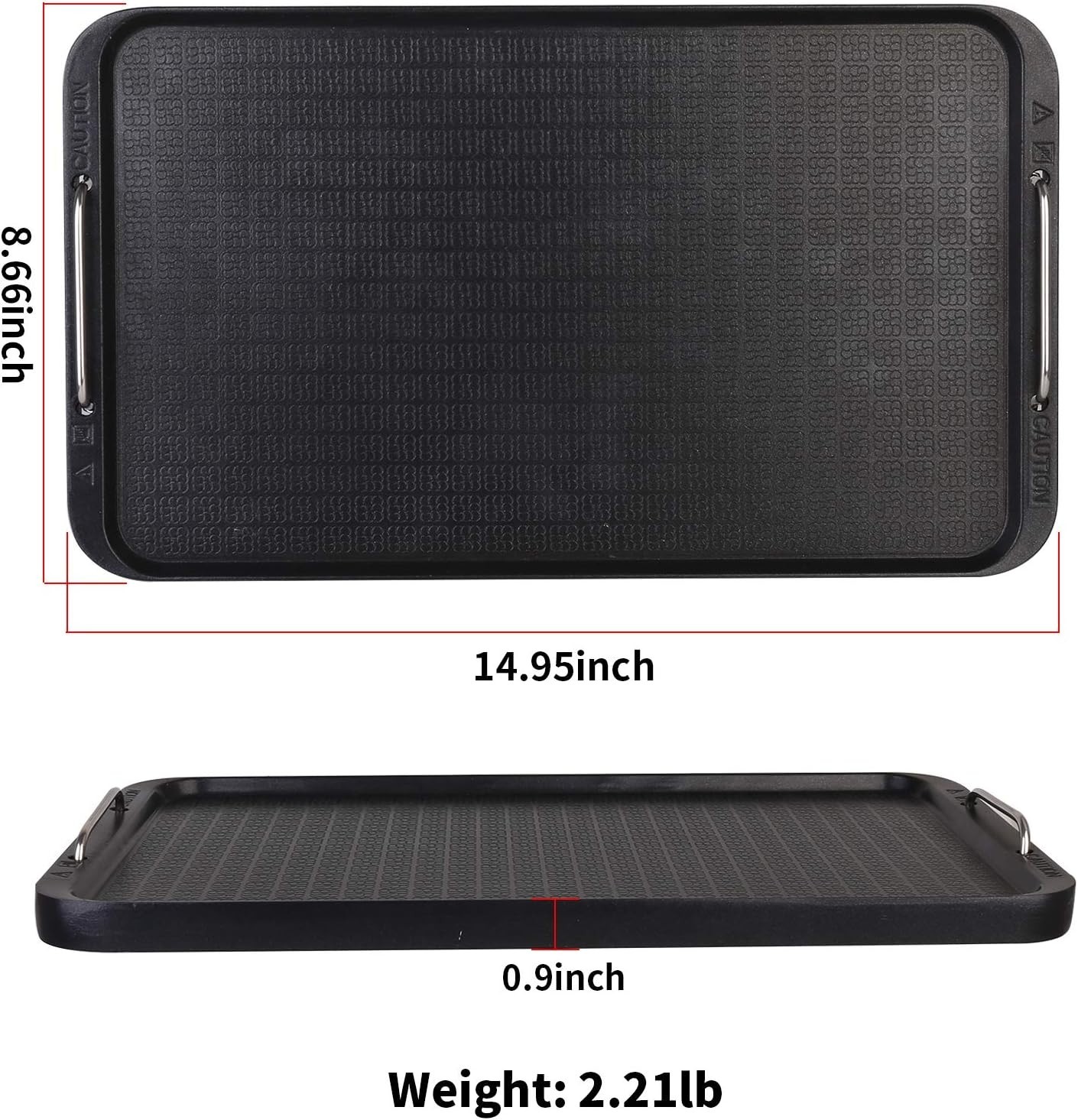 Flat Top Non-Stick Griddle Grill Pan, 14.96″ x 8.66″ – Dishwasher Safe Elegance