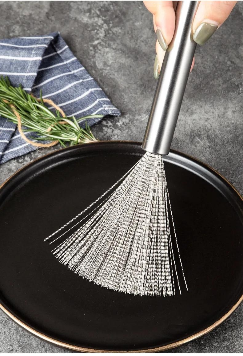 Stainless Steel Kitchen Cleaning Brush Long Handle Pot Scrubber