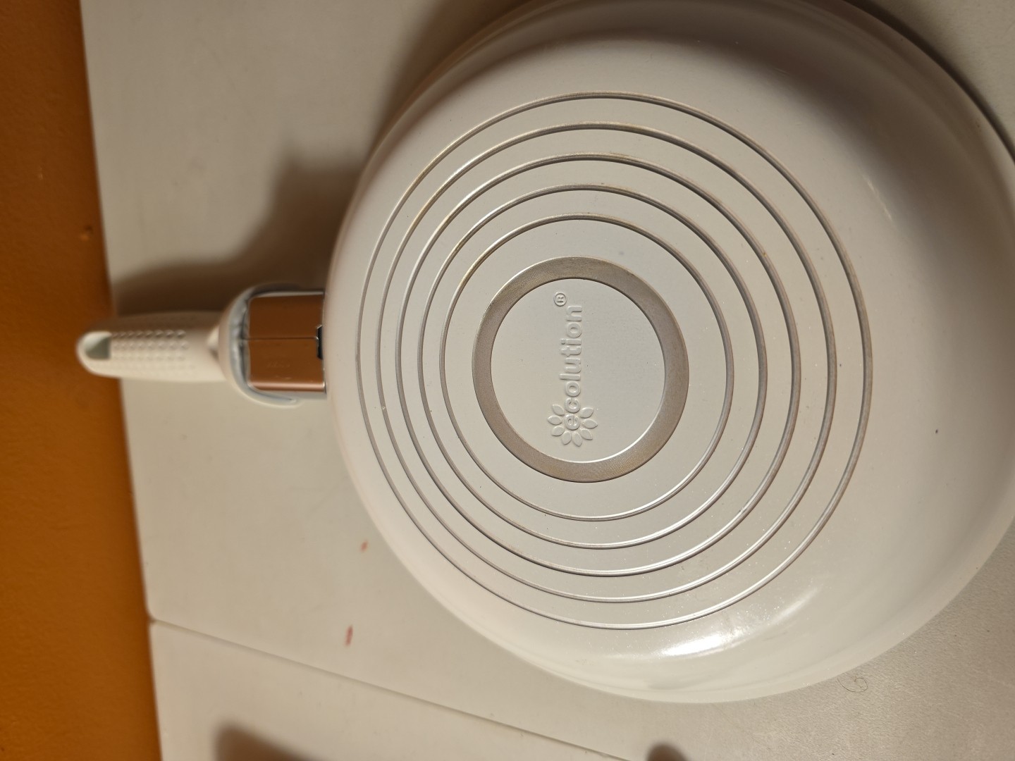 Ecolution 223d Fry Pan – Cream/gray, 8.5 “, Rubber Handle, Nonstick, Never Used