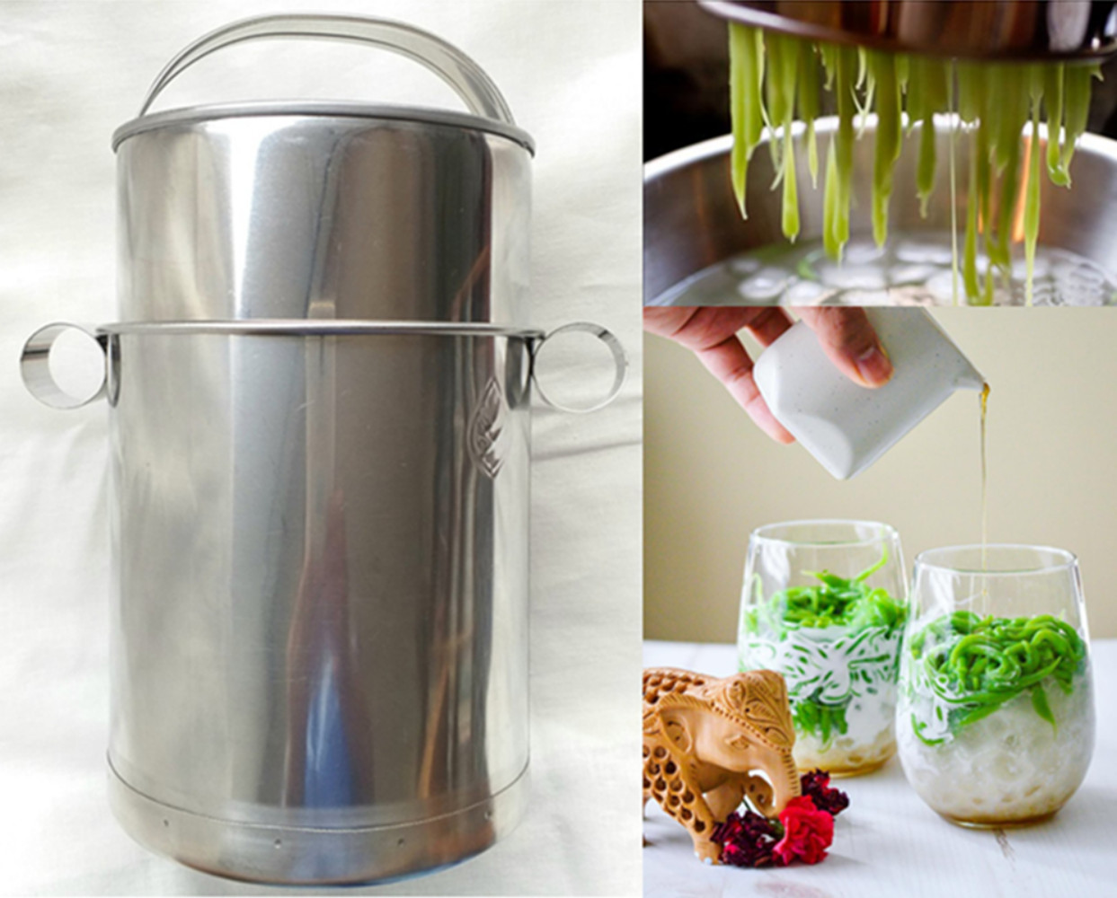 Lod Chong Stainless Sruut Cendol Maker Thai Traditional Coconut Milk Dessert