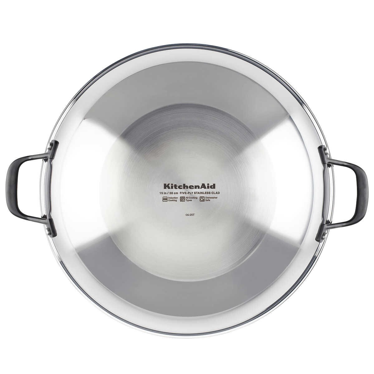 WOK KITCHENAID COOKWARE 15″ STAINLESS STEEL 5-PLY CLAD PAN INDUCTION FLAT BOTTOM