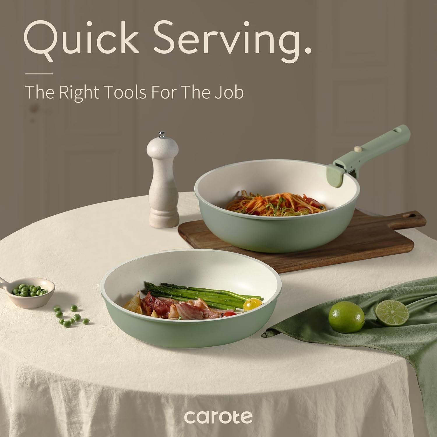 CAROTE Pots and Pans Set, Nonstick Cookware Set Detachable Handle, 19pcs Inducti