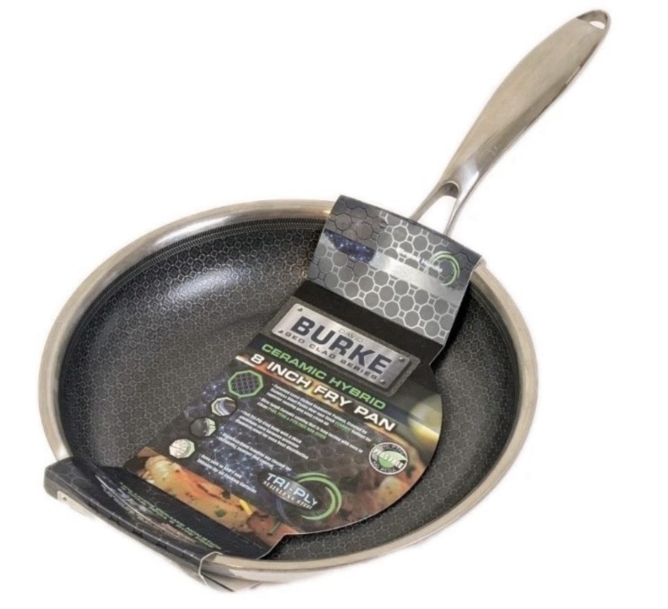 David Burke Geo Clad 8″ Tri-Ply Hex Stainless Steel Frying Pan Skillet Gold New!