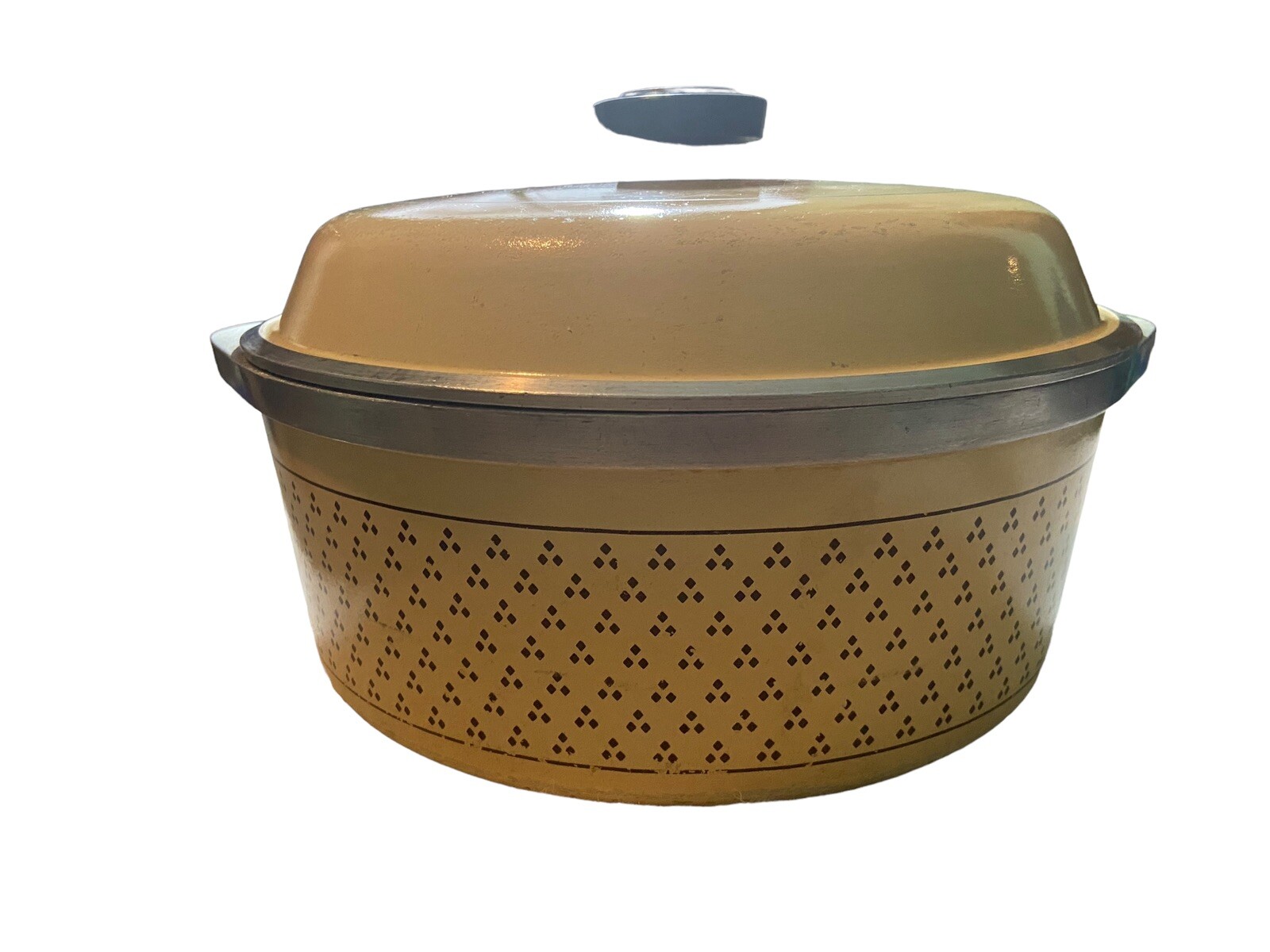Vintage Sears Roebuck Cast Aluminum Nonstick Interior Harvest Gold Dutch Oven