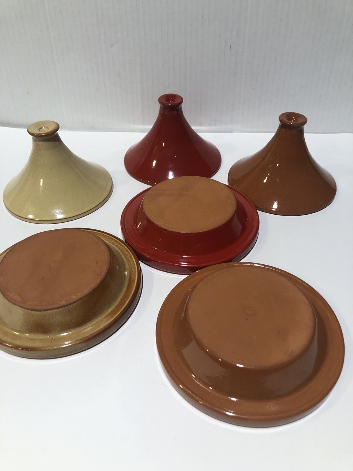 3 Small Maroccan Glazed Tagine Container ( Not For Cooking) Stored- Spices, H