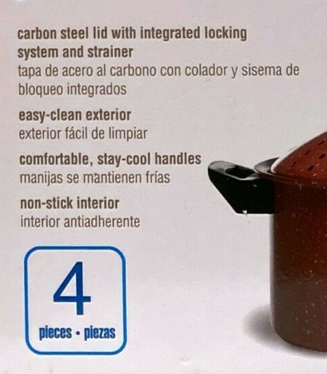 Gibson Home Casselman Pasta Cooker Set 4-Piece Red Nonstick Steel 5.4qt & 1.75qt