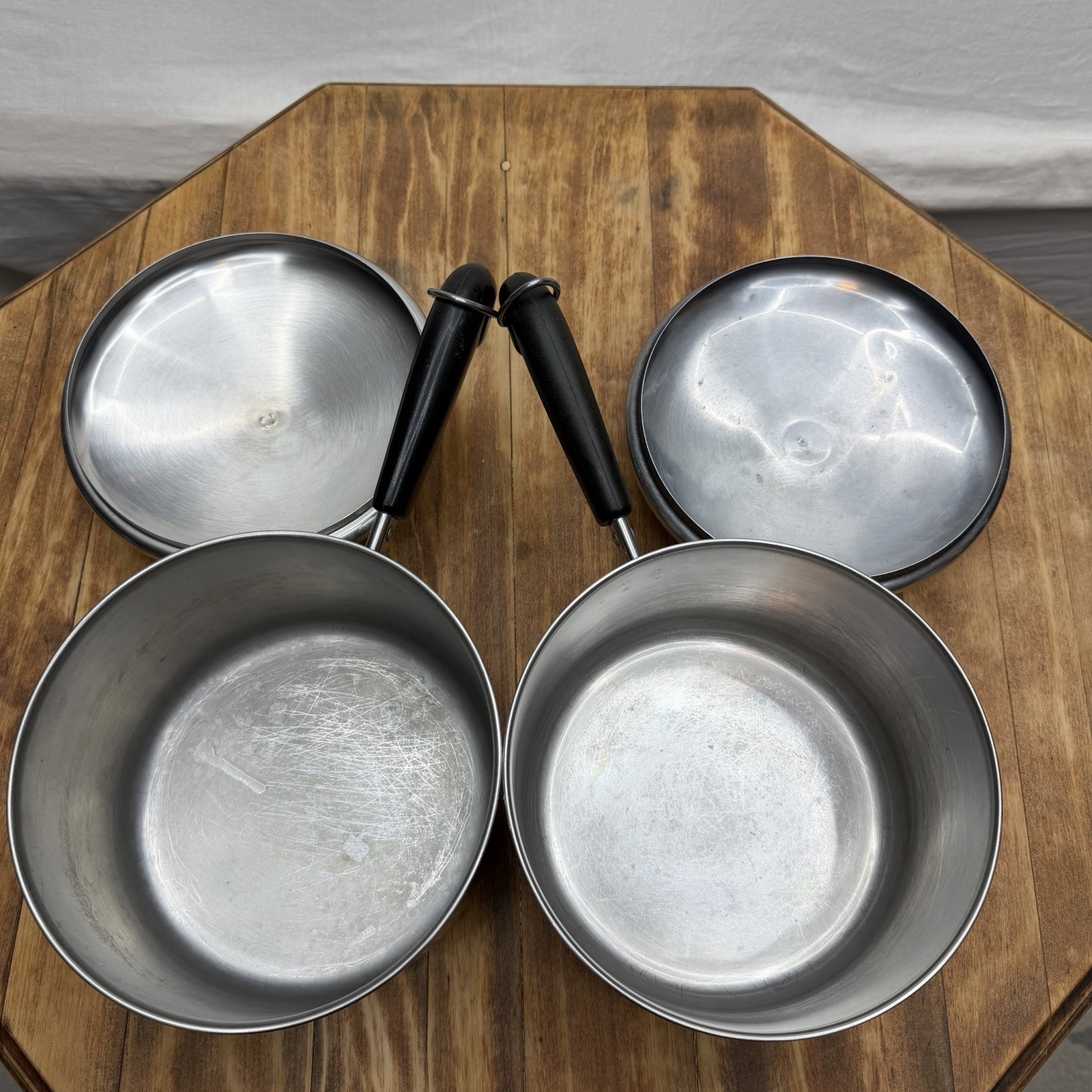 Revere Ware 1801 9 Piece Set Copper Bottom Stainless Steel