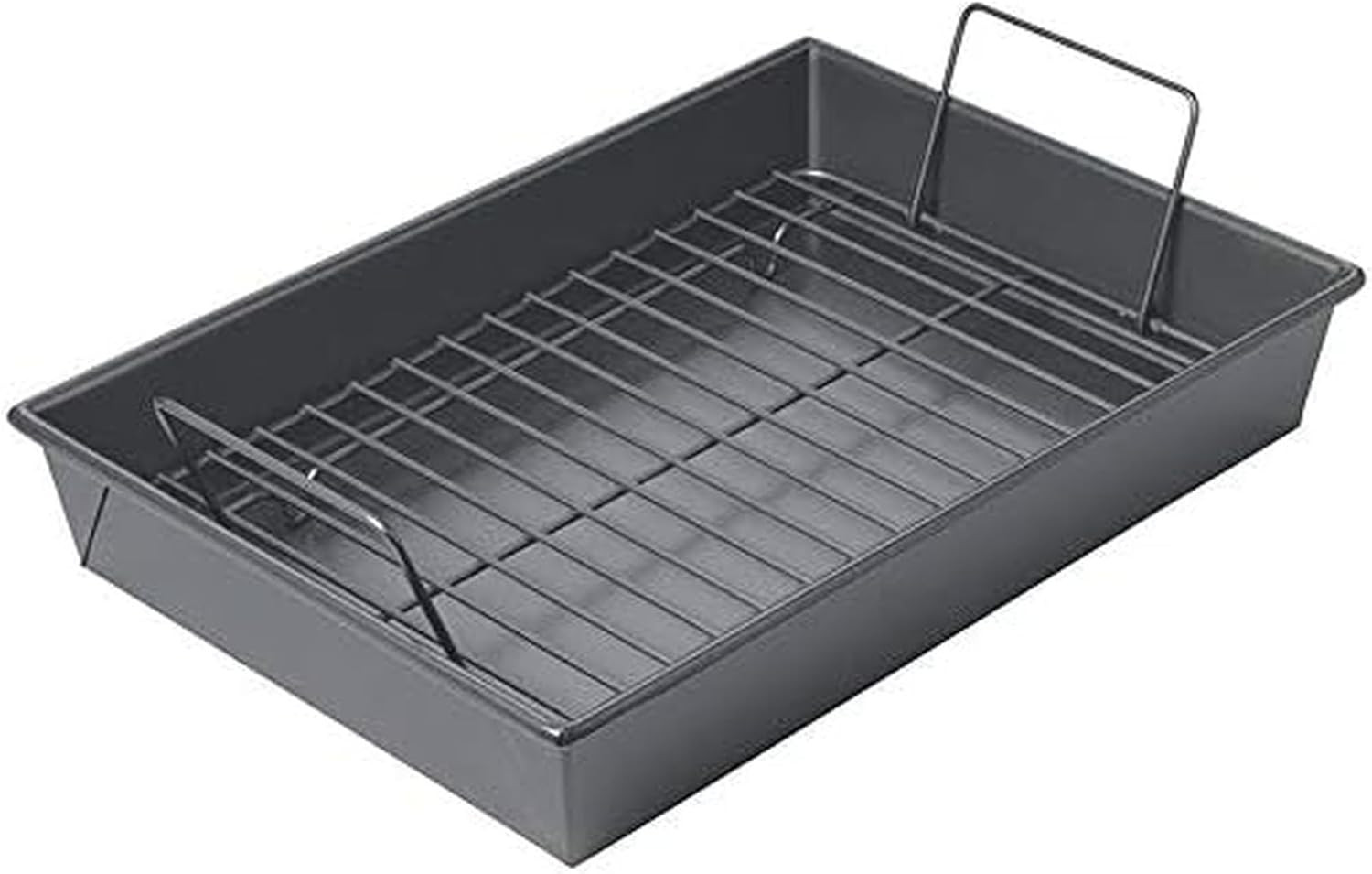 16947 Professional Roast Pan with Non-Stick Rack, 13-Inch-By-9-Inch, Gray