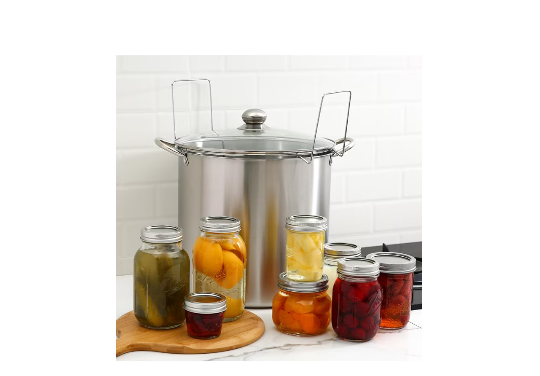 Mainstays 21.5 Quart Stainless Steel Canning Pot with Rack, Dual Water Bath Cann