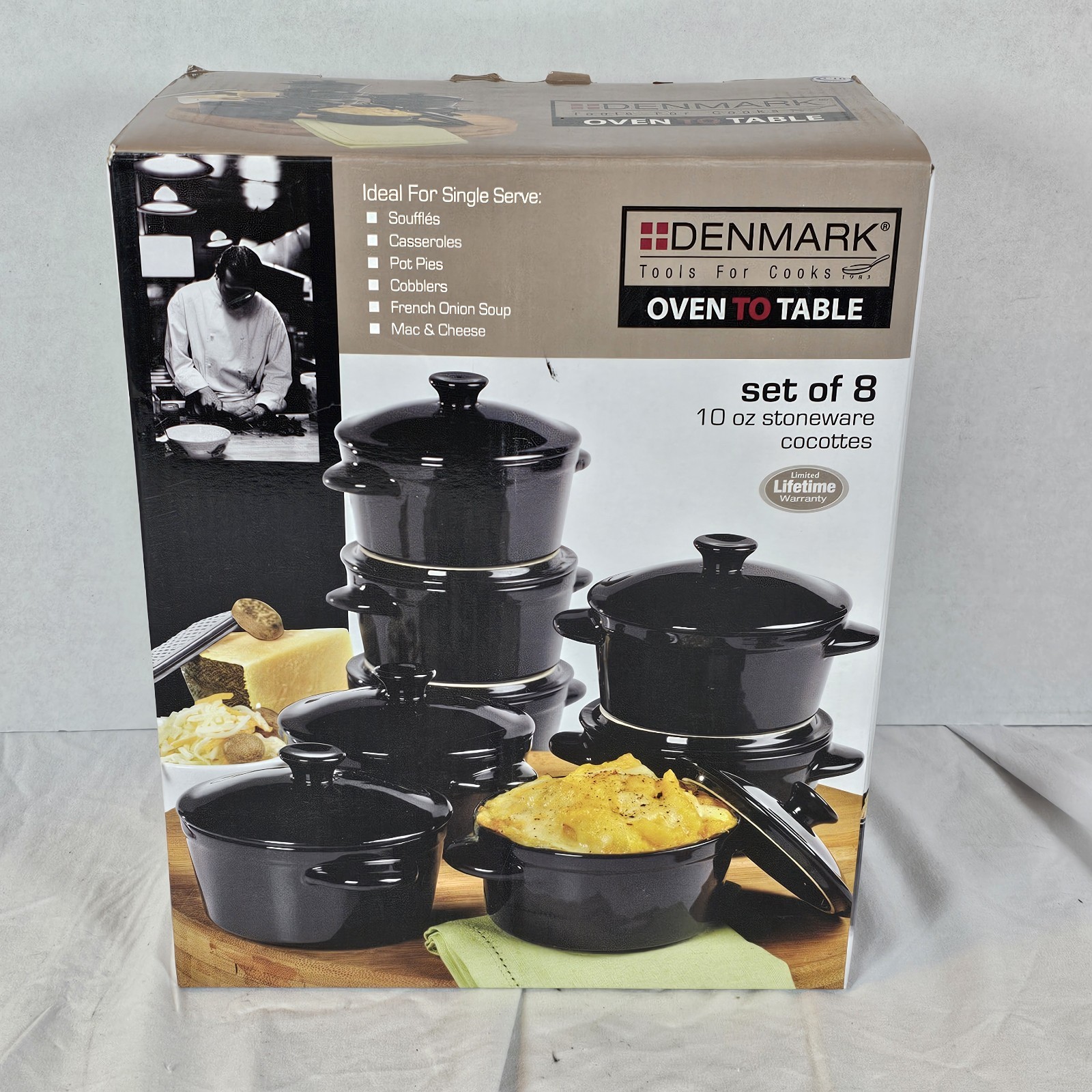 Denmark Tools For Cooks Oven To Table Set 8 Glazed 10oz Stoneware Cocottes BLACK