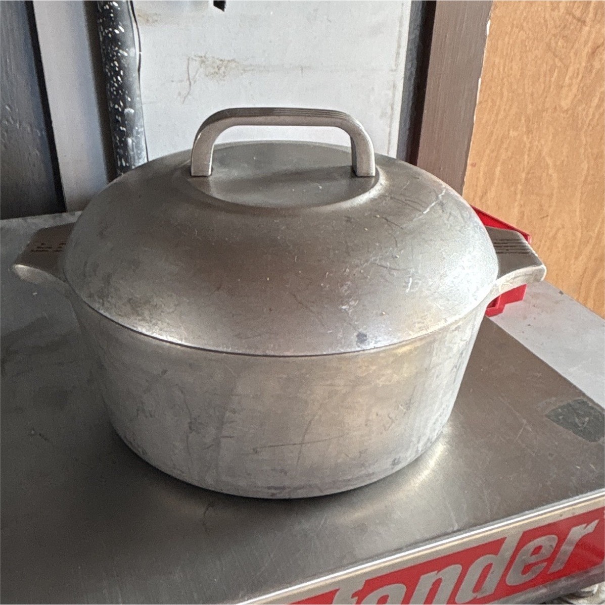 Aluminum Stockpot 5 qt w/ Lid Double Handles Silver Round Gas/Electric