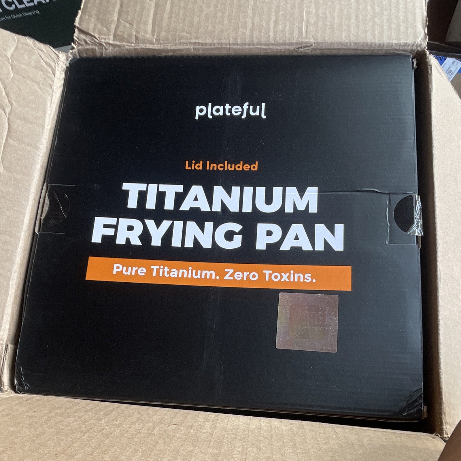Plateful Titanium Frying Pan Black w/ Lid Gas Electric Induction