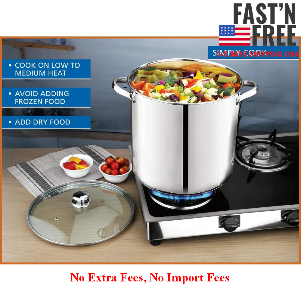 Mainstays Stainless Steel 20 Quart Stock Pot with Glass Lid Induction Compatible