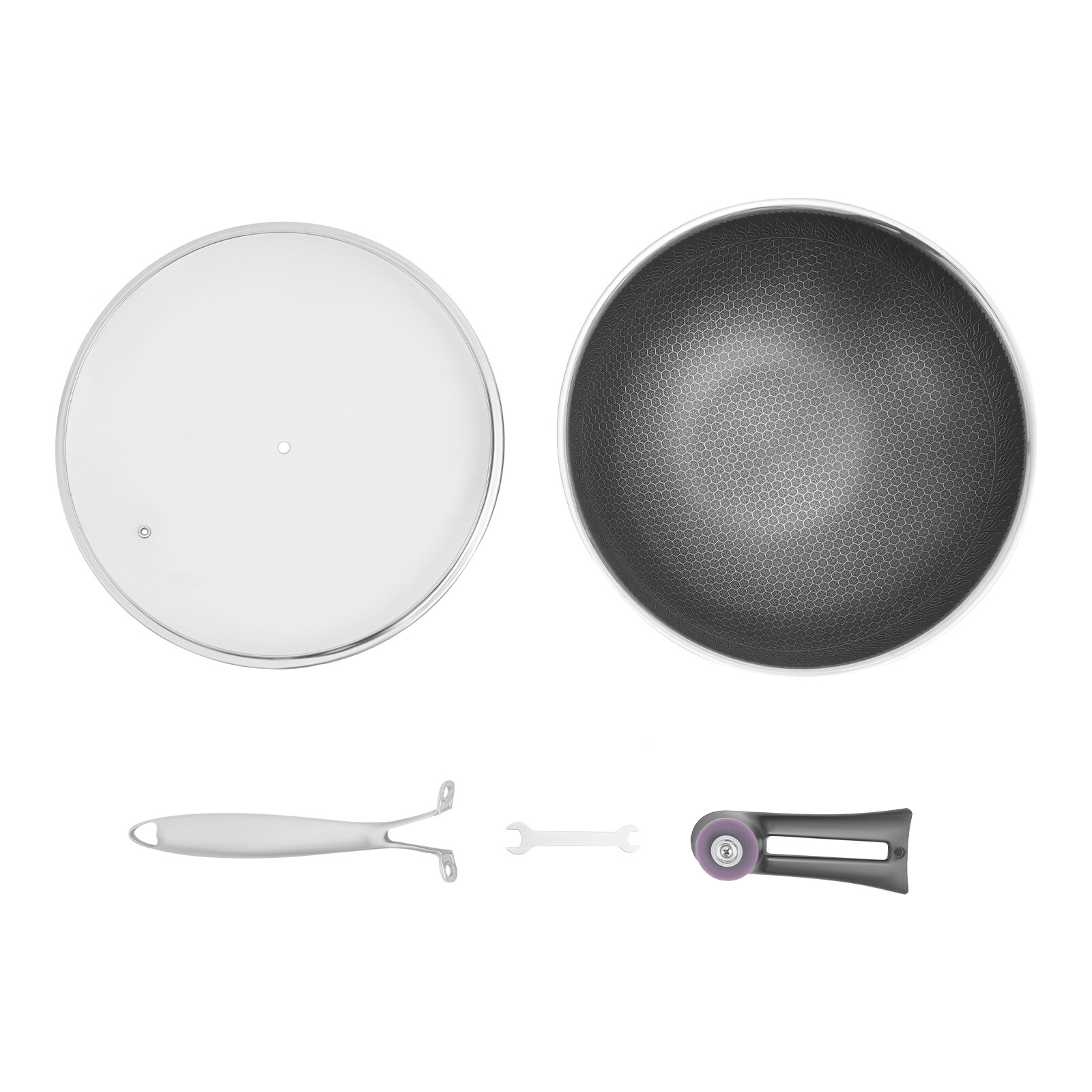 Honeycomb Wok, Stainless Steel Cooking Frying Pan, Stir-fry Pan 32*8.5cm