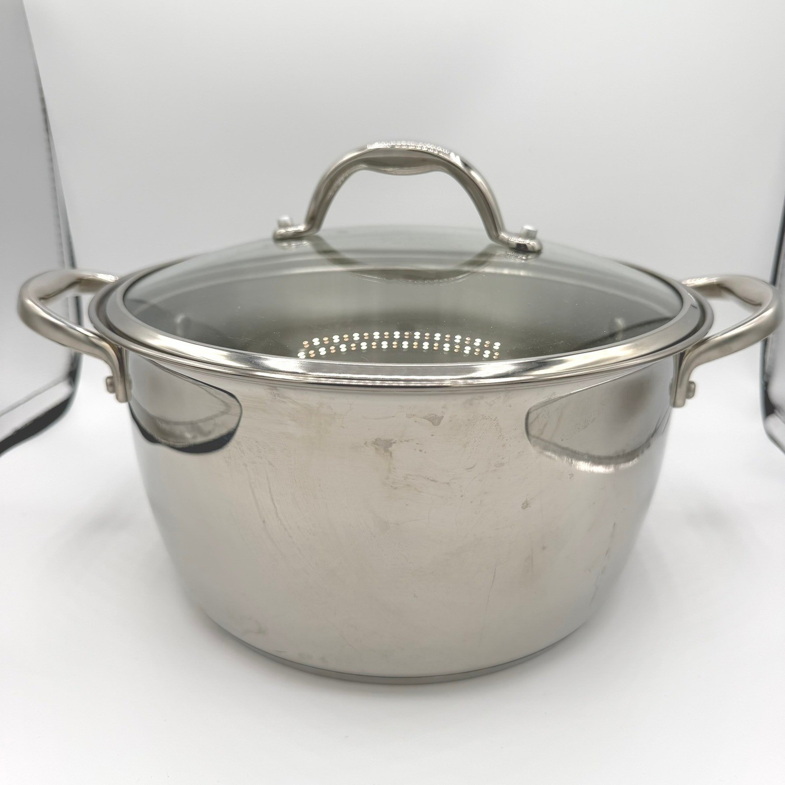 Tramontina 6 Qt Stainless Steel Stock Pot Tri-Ply Base Glass Lid