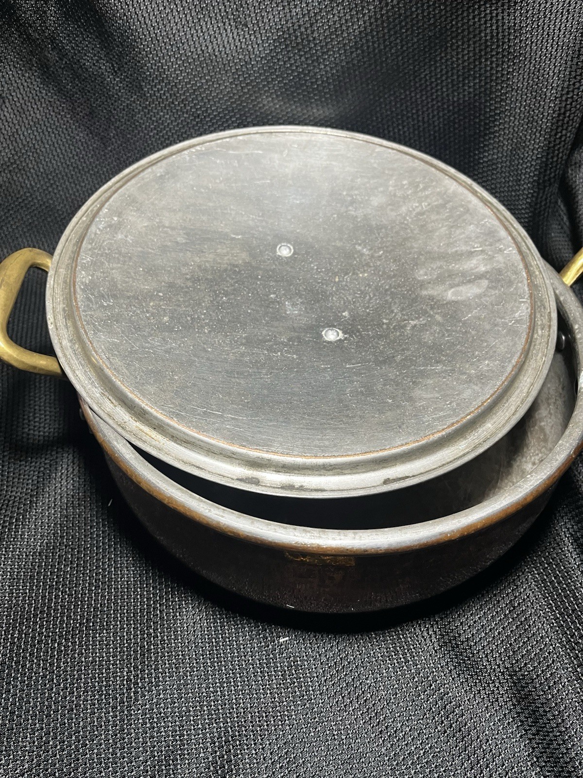 Ruffoni Vintage Hammered Copper Stockpot 6 Qt Made In Italy with Lid and Handles
