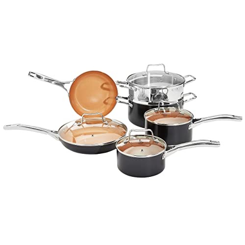 AMAZON BASICS CERAMIC NONSTICK COOKWARE SET, FRIENDSHIP GOLD – CC101AZ