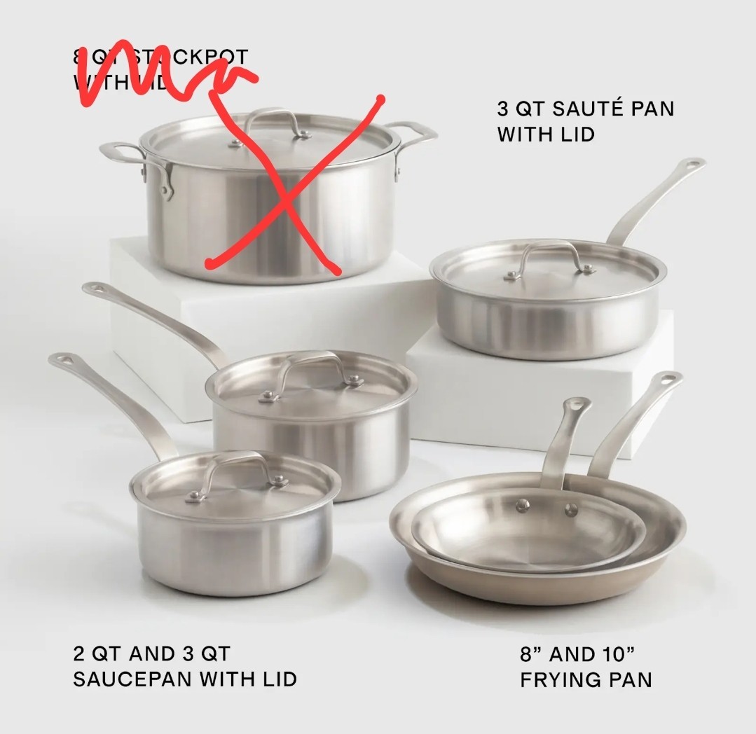 NWOT! Quince 8 Piece Set- 5ply Stainless Steel Non-Toxic Cookware! (SE)