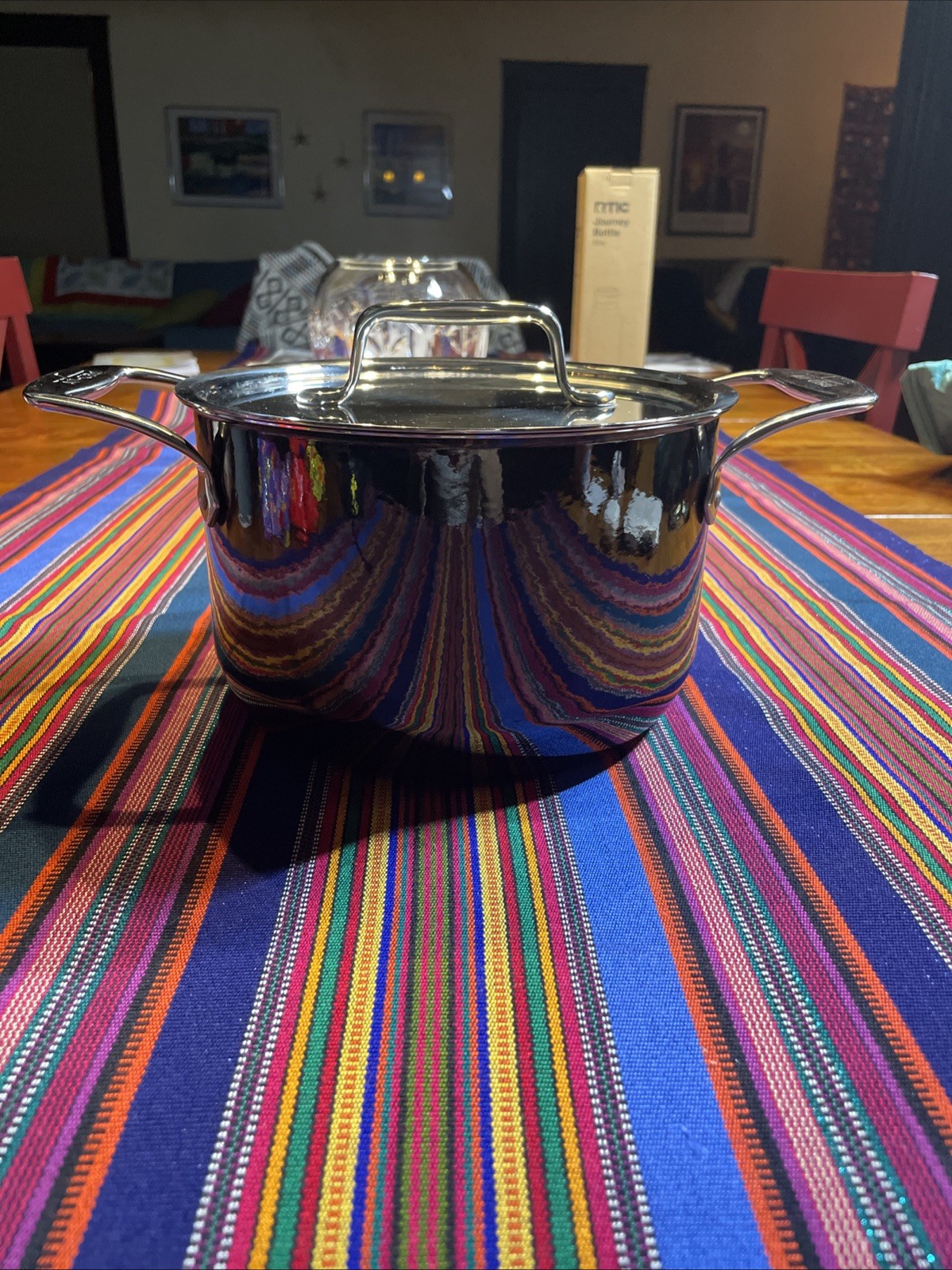 All-Clad 4 Quart Soup Pot Fusiontec Ceramic w Steel Core Onyx Black Germany GUC