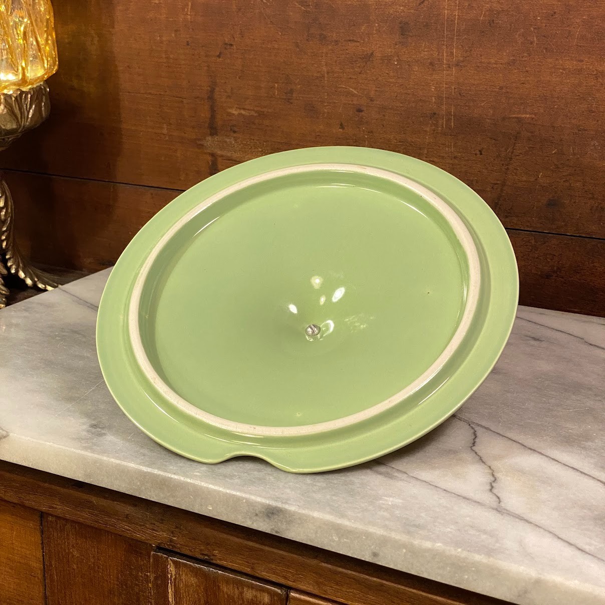 Vintage Salem Mint Green Ceramic Lid w/ Metal Handle Replacement