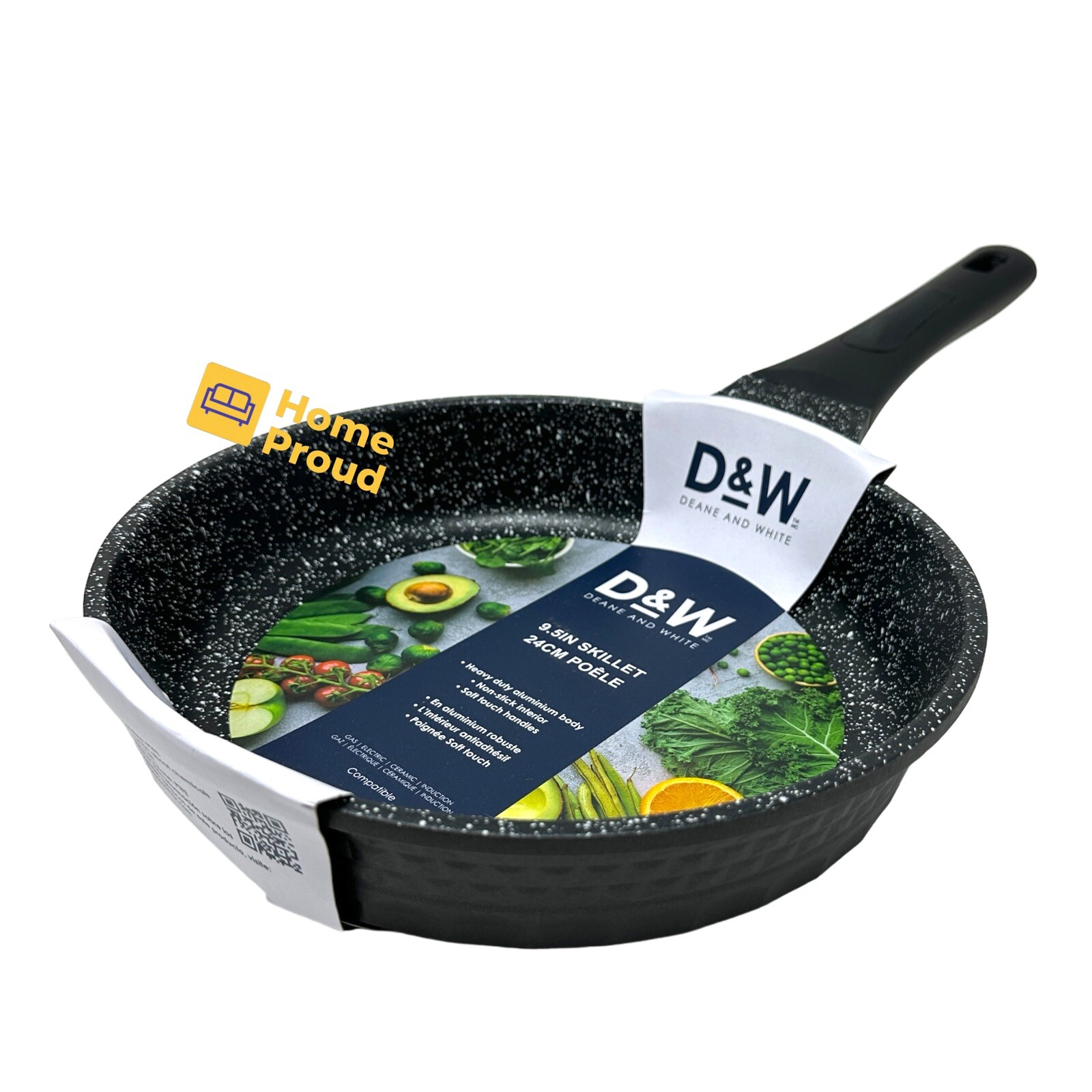 Premium Frying Pan D&W Skillet Nonstick Heavy Duty Kitchen Cookware 9.5 in Black