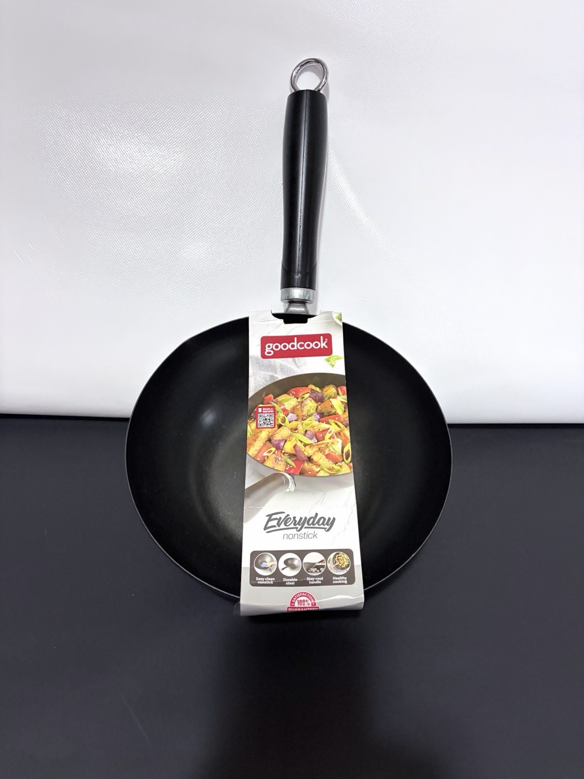 WOK GoodCook Everyday Nonstick Black, Carbon Steel 8 Inch Wok Easy Clean