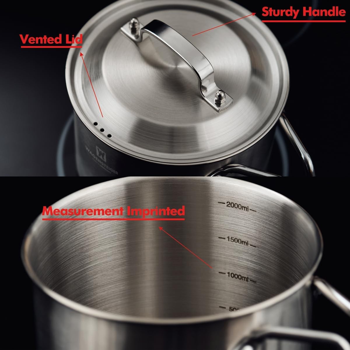 Stainless Steel Vegetable Egg Steamer Pot Saucepan Basket 2.3Liter/2.43Quart