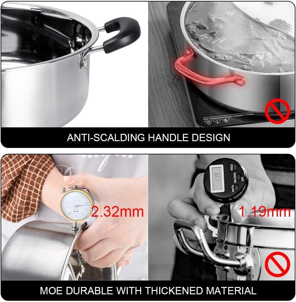 Olla shabu shabu de acero inoxidable con divisor para cocina estufa y de gas