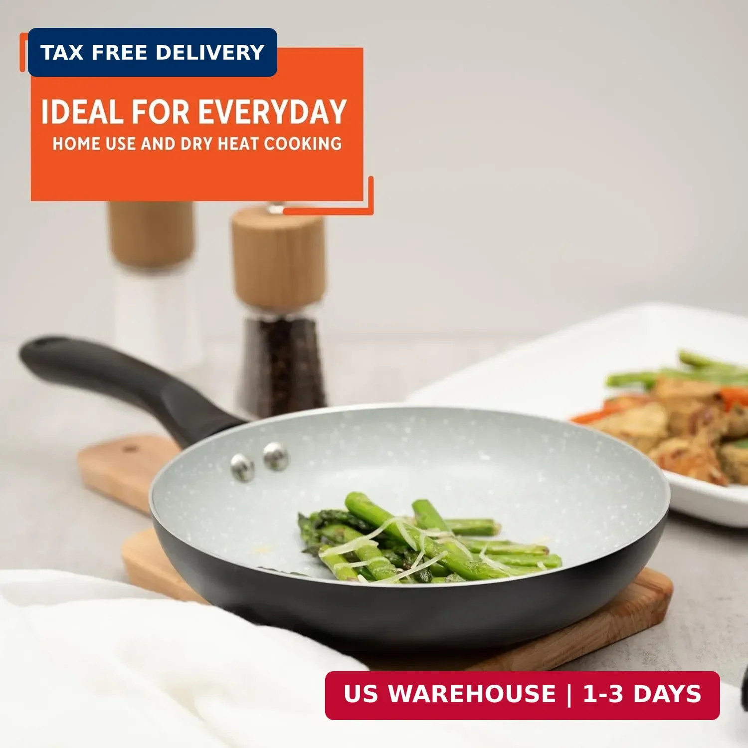 IMUSA 8″ Premier Ceramic Nonstick Fry Pan with Cool Touch Handle, Matte Black