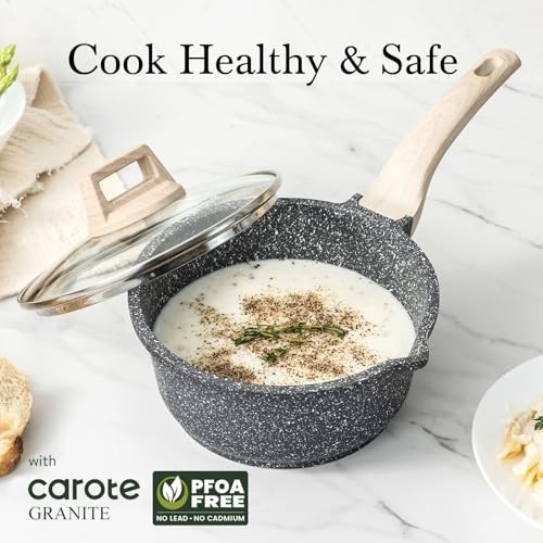 Nonstick Saucepan Set 1.5Qt & 3.0Qt with Lid, Induction Compatible Cookware, Eas